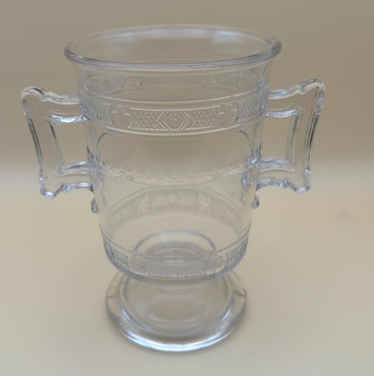 Antique EAPG Pressed Glass Cross Bands Trophy Glass Spooner or Spill Circa 1800’s Lover Antiques and Vintage