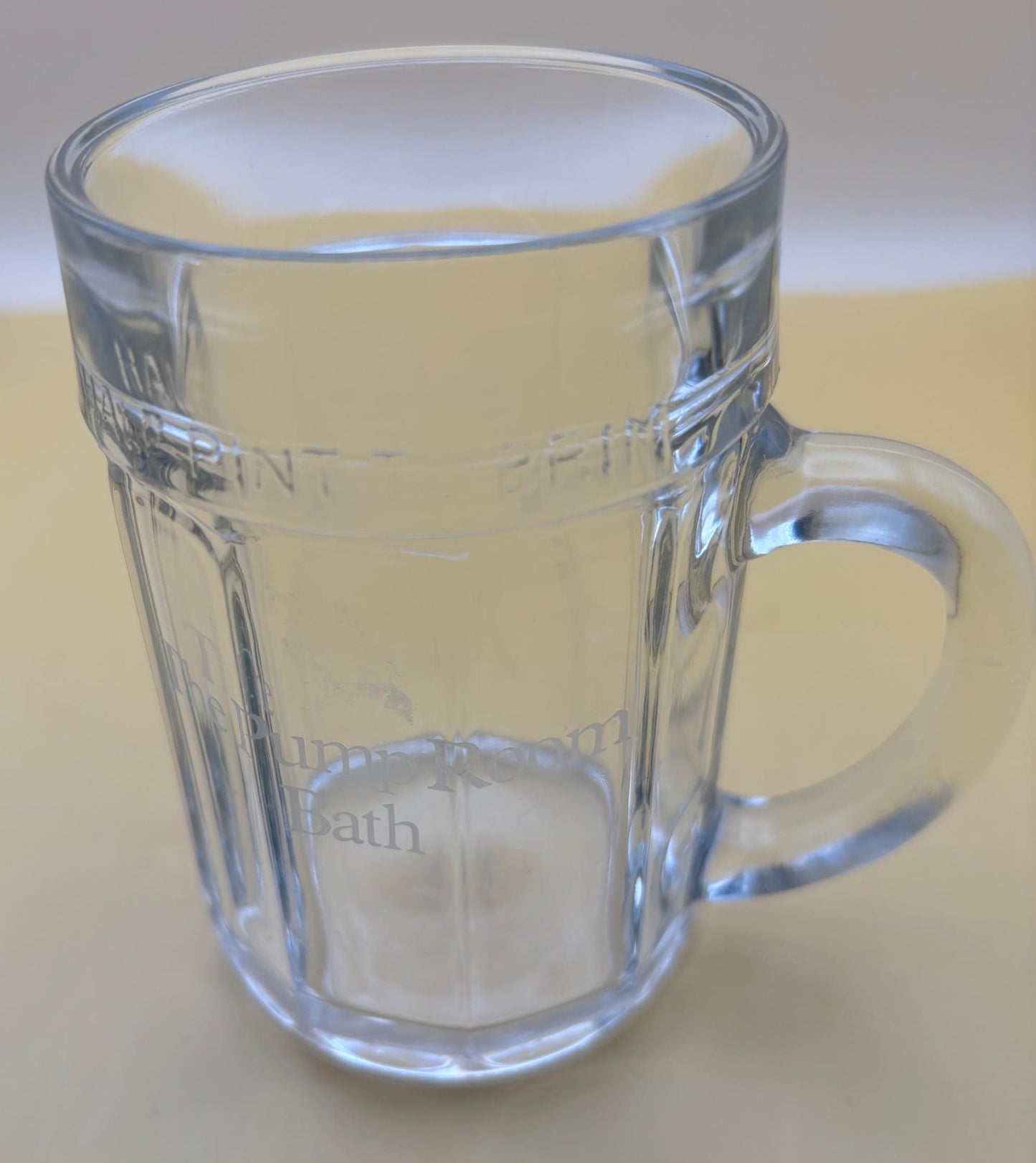 Vintage Pump Room Bath Glass Mug, Glass Stein Mug, Lover Antiques and Vintage