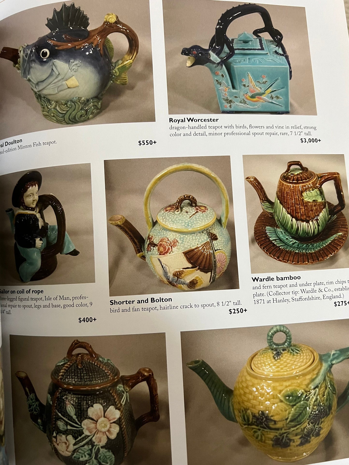 Warman’s Majolica Book, Ceramics Book, Wedgwood, George Jones, Holdcraft, Identification & Values Price Guide, Lover Antiques and Vintage