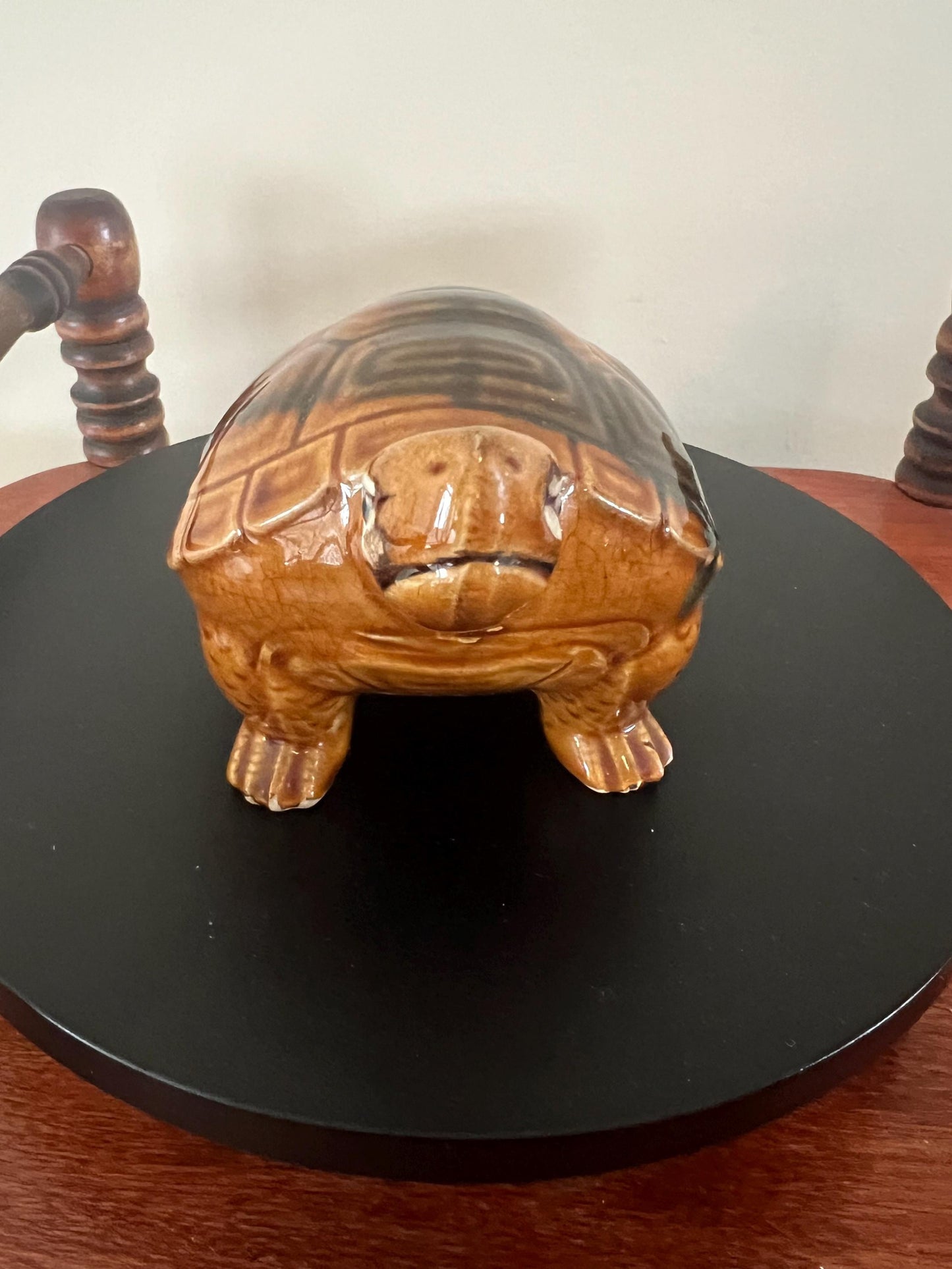 Vintage Brown Ceramic Turtle Figurine - Made in Japan