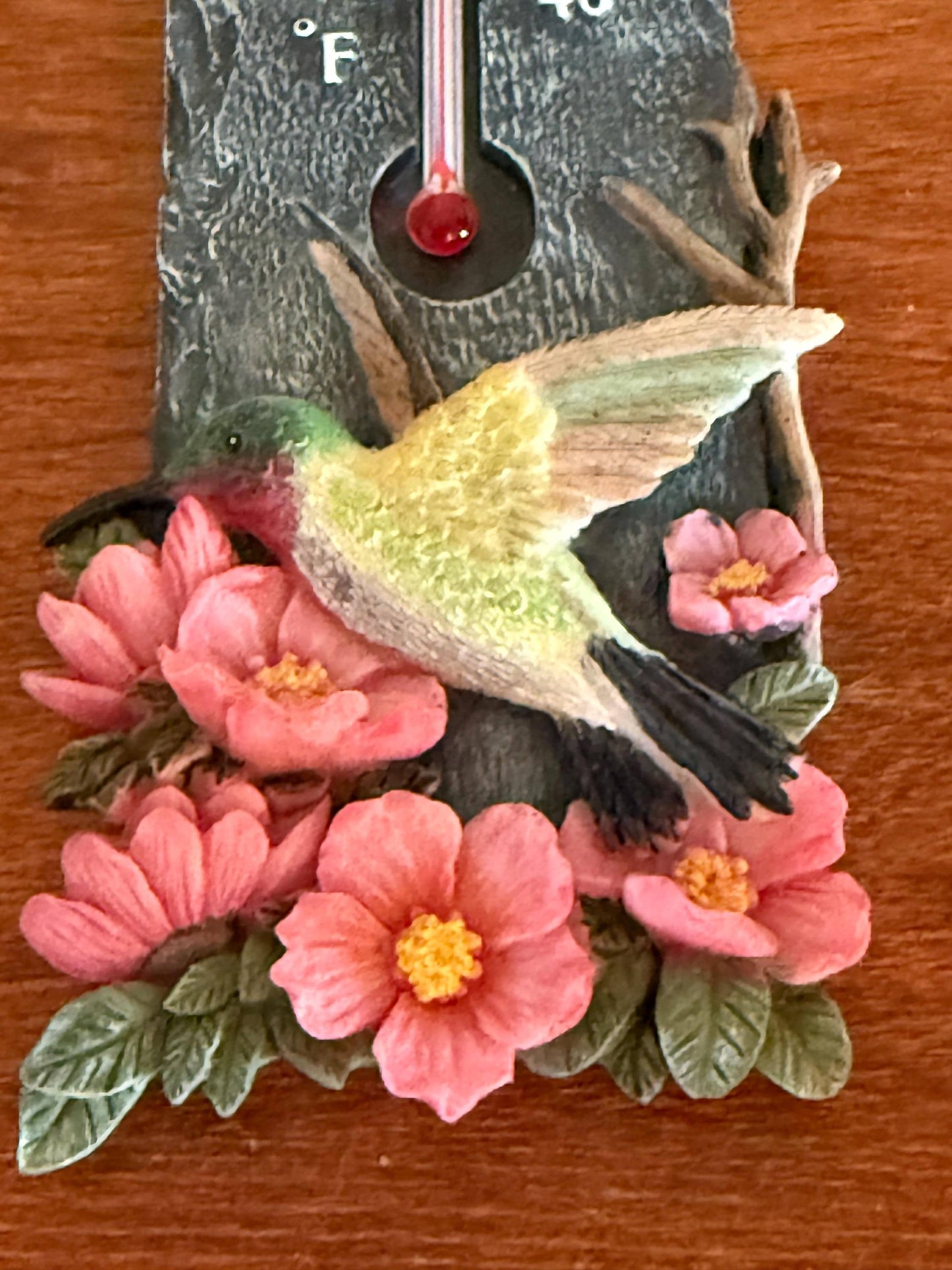 Vintage Hummingbird Thermometer Ceramic and Slate Very Nice Gift Lover Antiques and Vintage