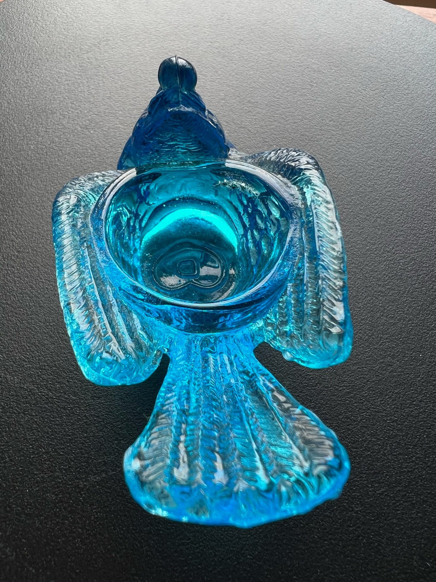 Vintage Blue Degenhart Glass Rooster Salt Cellar Dish