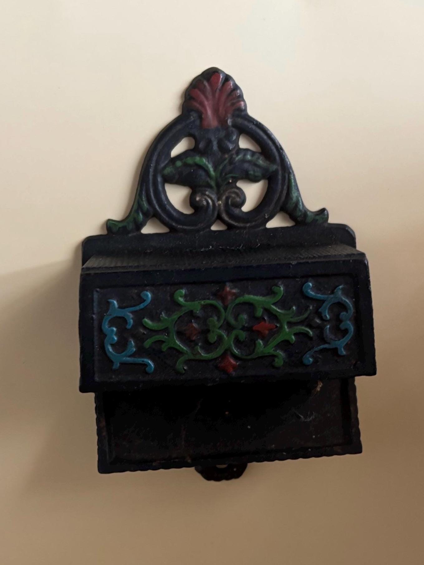 Vintage Wilton Cast Iron Match Wall Mount Holder Lover Antiques and Vintage