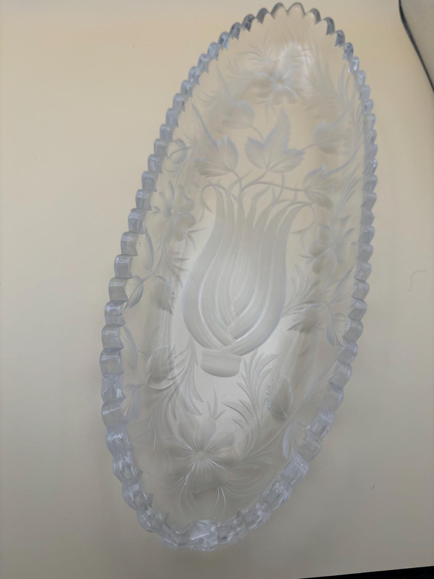 Antique American Brilliant Sawtooth Edge Serving Dish 11 3/4” long