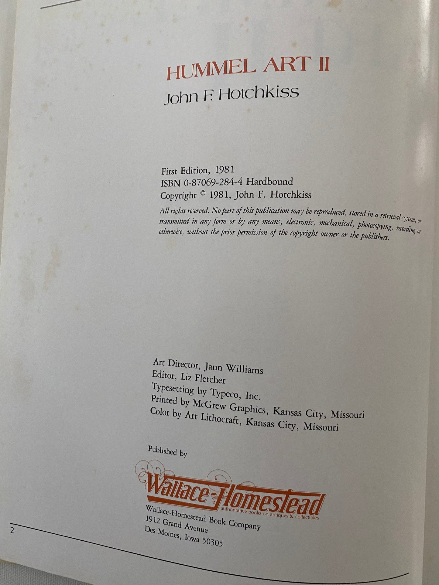 Hummel Art II Book by John F. Hotchkiss, 1981 First Edition