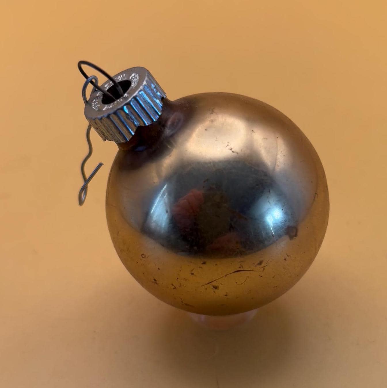 Peach Shiny Brite Striped Ball Ornament Circle Circa 1940’s Lover Antiques and Vintage