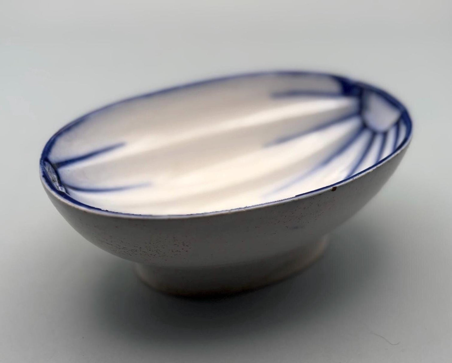 Antique Zsolnay Hungary European White with Cobalt Blue Oval Egg Shaped Dish GU for Gyugyi Family