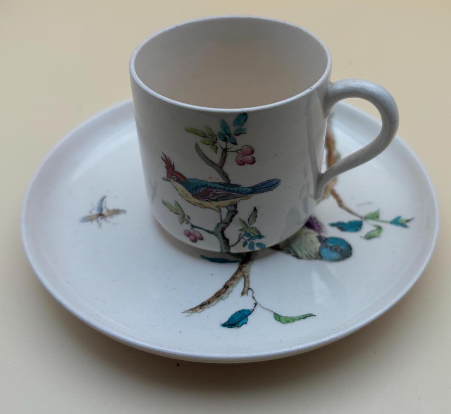 Antique Ridgeway Indus Porcelain Tea Cup and Saucer Blue Bird RARE Lover Antiques and Vintage