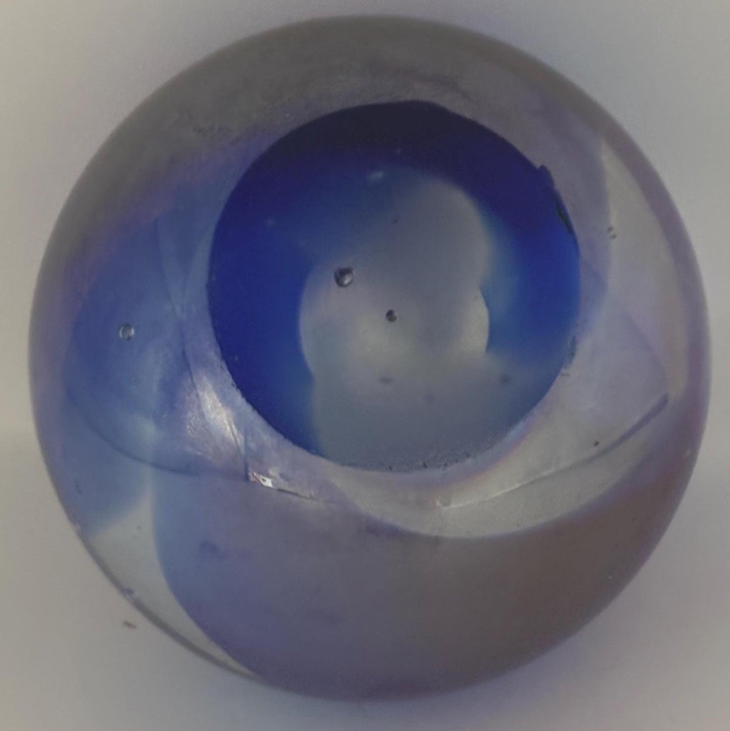 Vintage Gary Levi Metallic Blue Purple Glass Paperweight Mid Century Art Object