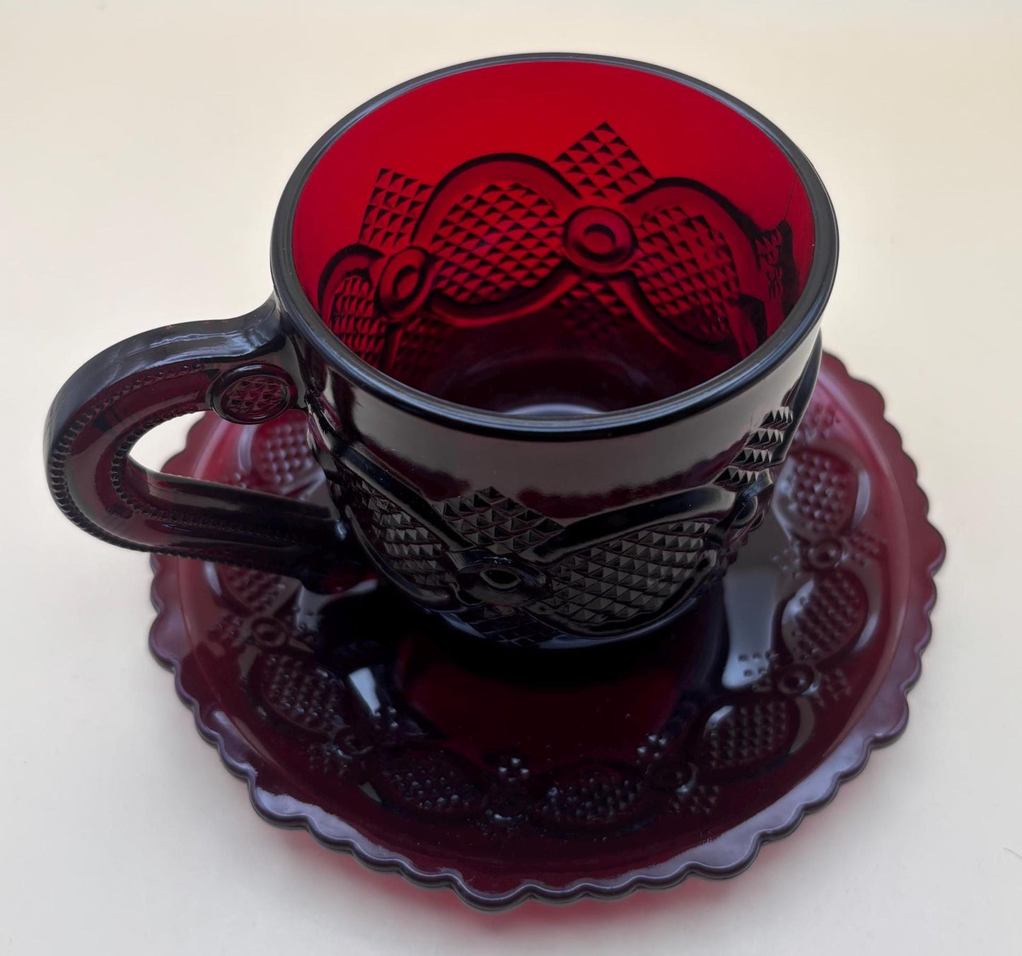 Vintage Avon Goblet Ruby Red Glass Wine Cup Red Glass Lover Antiques and Vintage