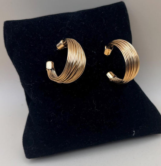 Vintage Monet Gold Tone Hoop Earrings, Small Gold Jewelry, Gift for Her, Monet Jewelry, Retro Earrings