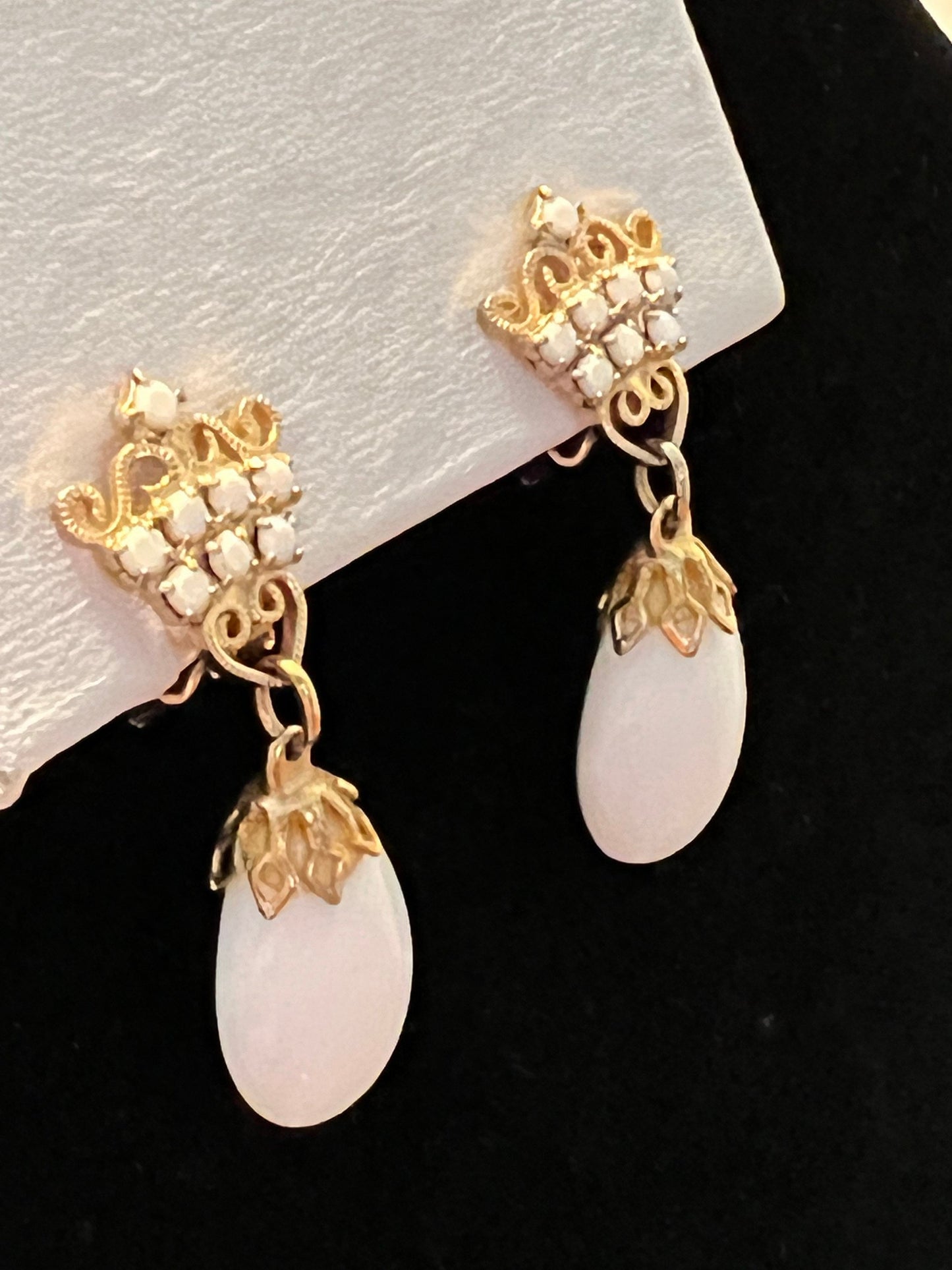 Vintage drop down royal Art Deco clip on earrings white crown estate jewelry earring Lover Antiques and Vintage