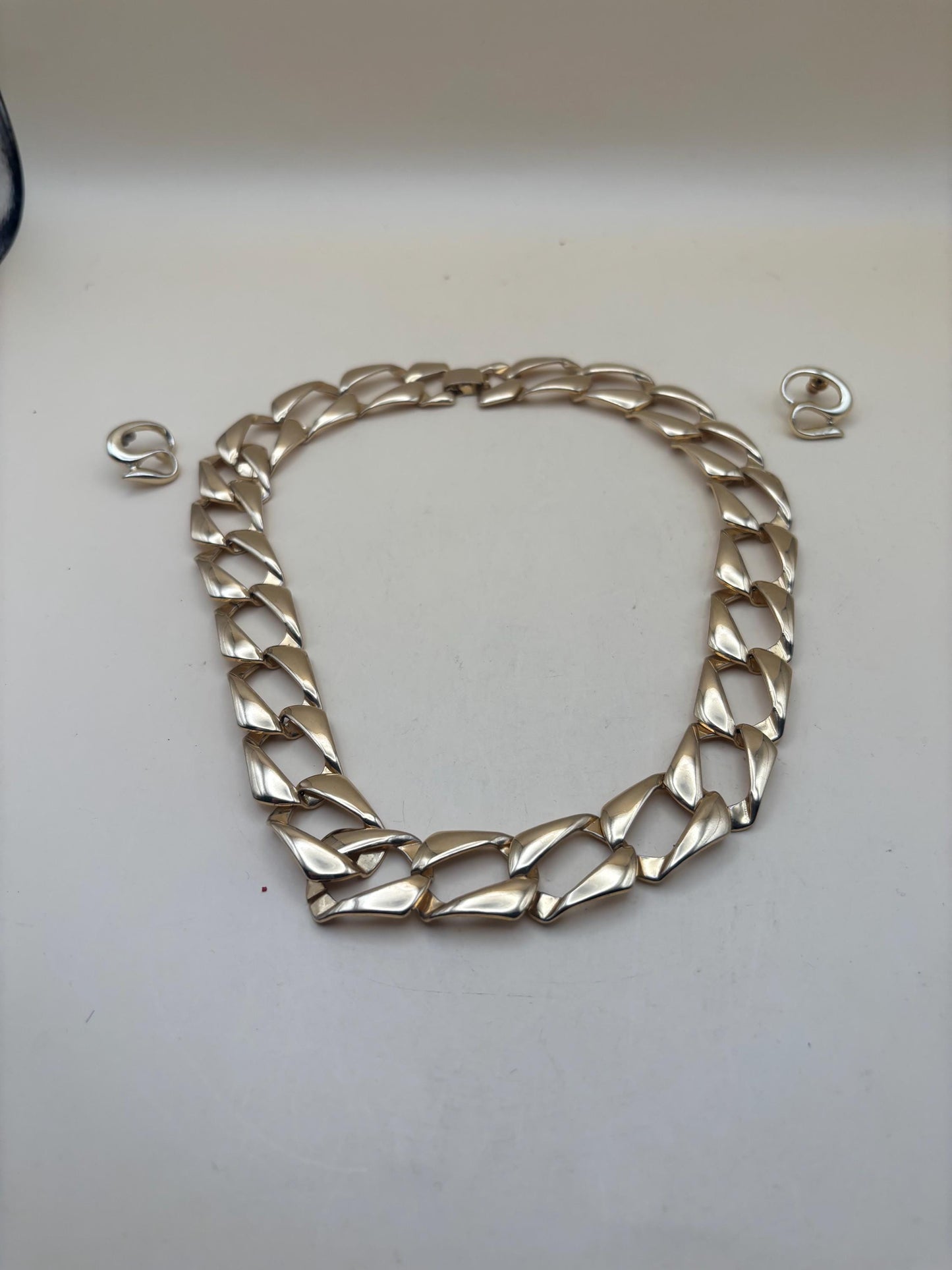 Vintage Chain Link Necklace and Matching Earrings Lover Antiques and Vintage