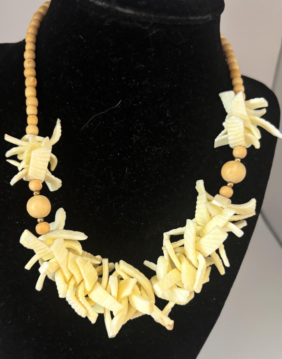 Vintage Southwestern Mother of Pearl Shell Fringe Necklace Statement Jewelry Lover Antiques and Vintage