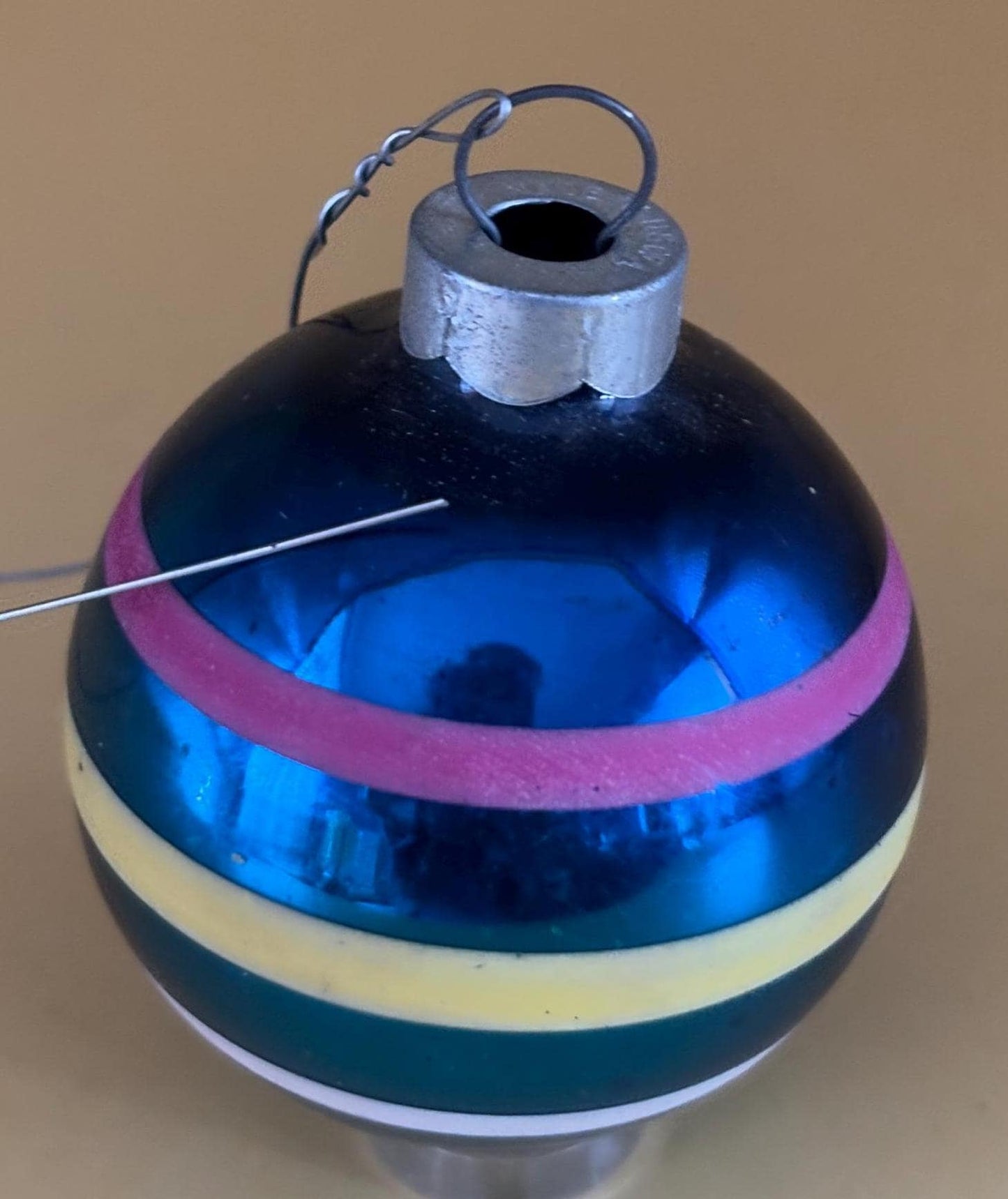 Vintage Shiny Brite Striped Ball Ornament Circle Circa 1940’s Lover Antiques and Vintage