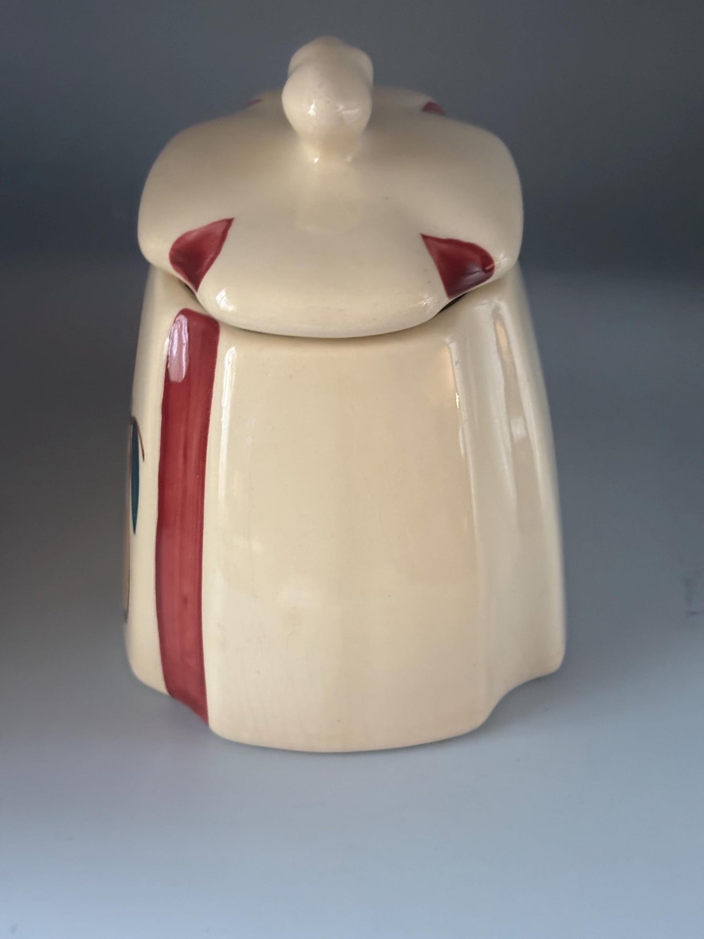 Purinton Pottery Canister Jar with Apple Pear Design, Drip Jar & Lid, Hand Painted Slipware Design