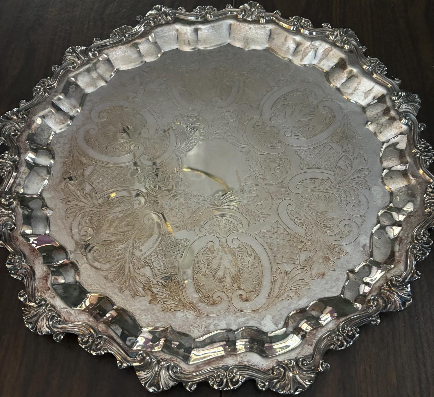 Antique Sheridan Silver Plate on Copper Large Platter Numbered 3 Lover Antiques and Vintage