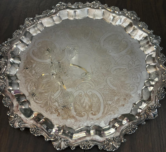 Antique Sheridan Silver Plate on Copper Large Platter Numbered 3 Lover Antiques and Vintage