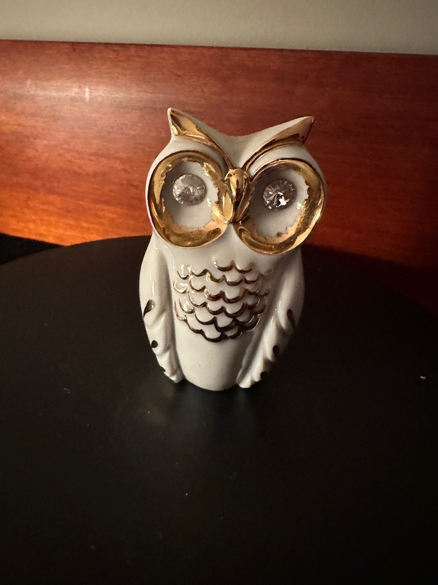 Vintage Capodimonte Porcelain Owl: Limoges, Swarovski Eyes, Made in Italy