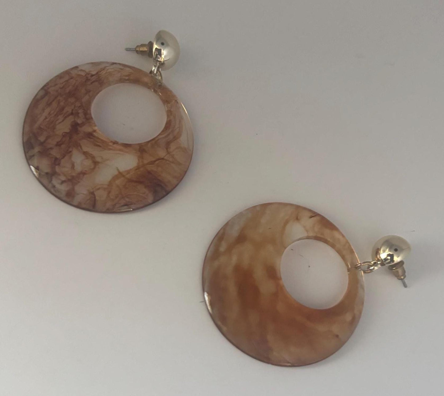 Brown Swirl Lucite Drop Earrings, Tortoiseshell Jewelry Gift, Lover Antiques and Vintage