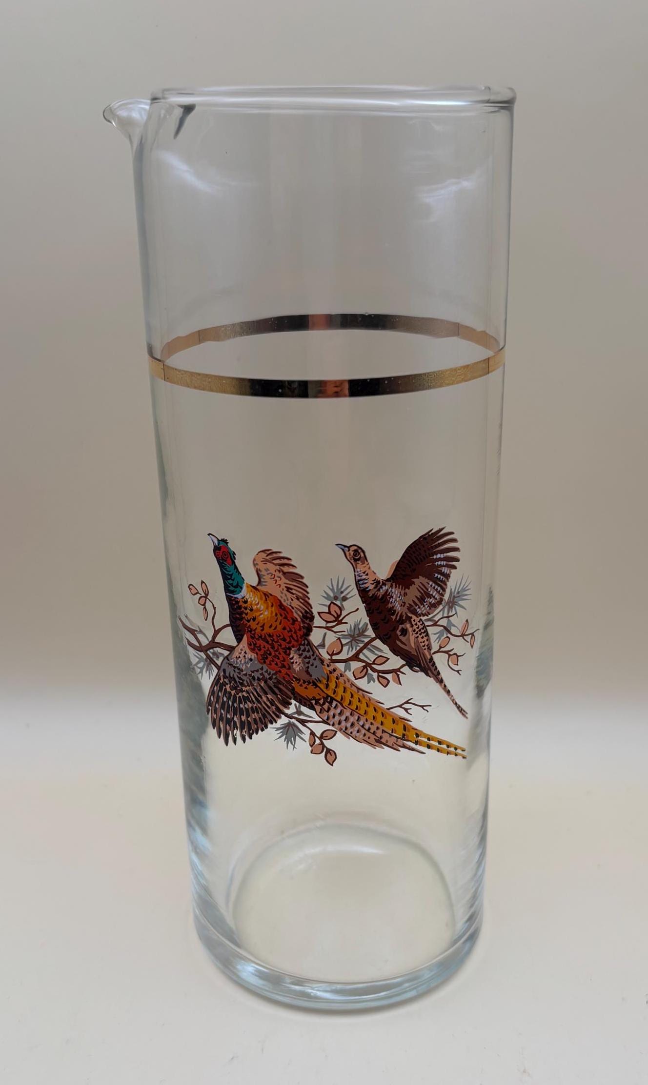 Vintage Princess House Pheasant Martini Glass Pitcher Drink Mixer Tall Pitcher Lover Antiques and Vintage