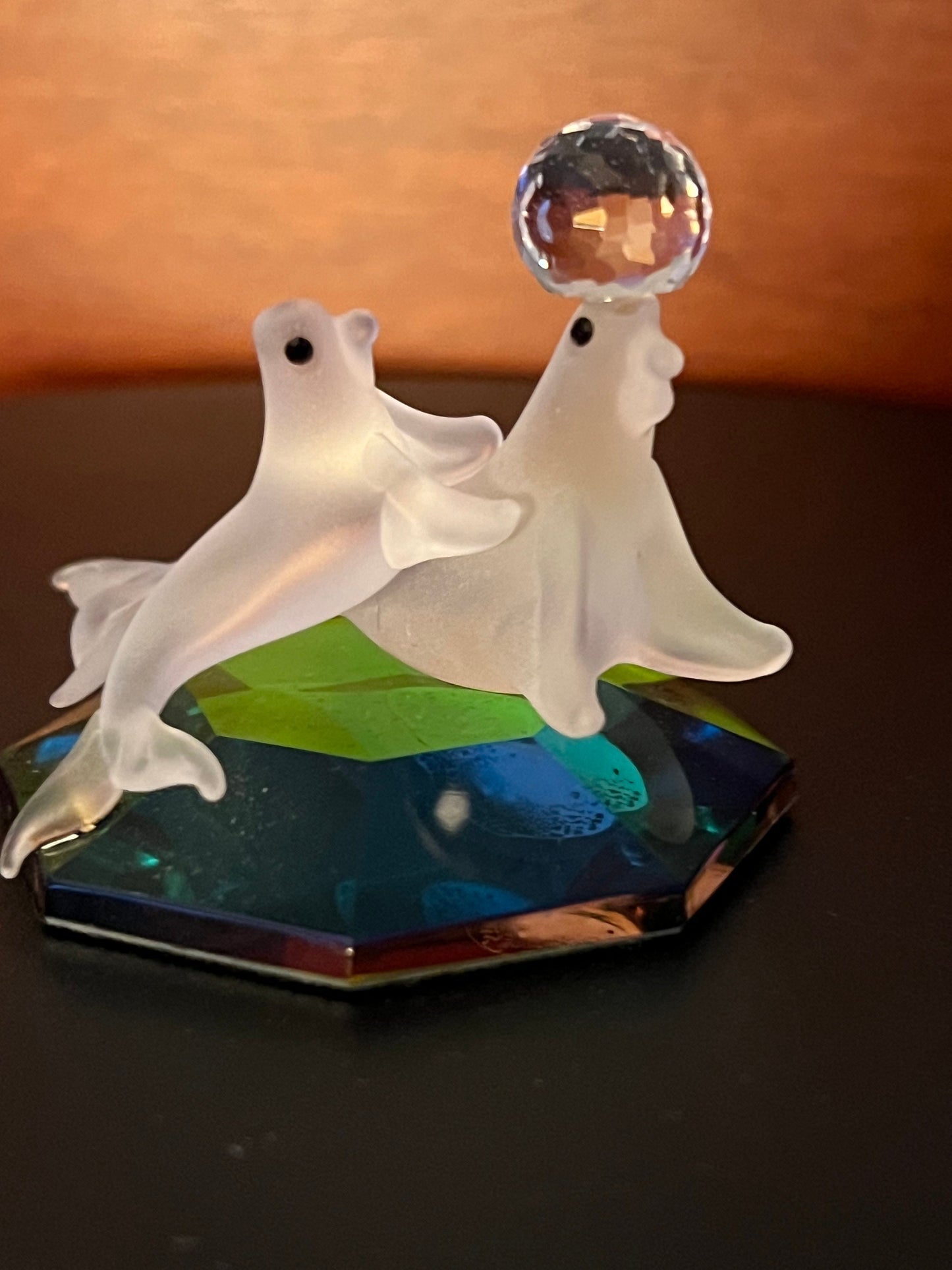Vintage Crystal Seals Figurine: Sea Animal Lover Gift