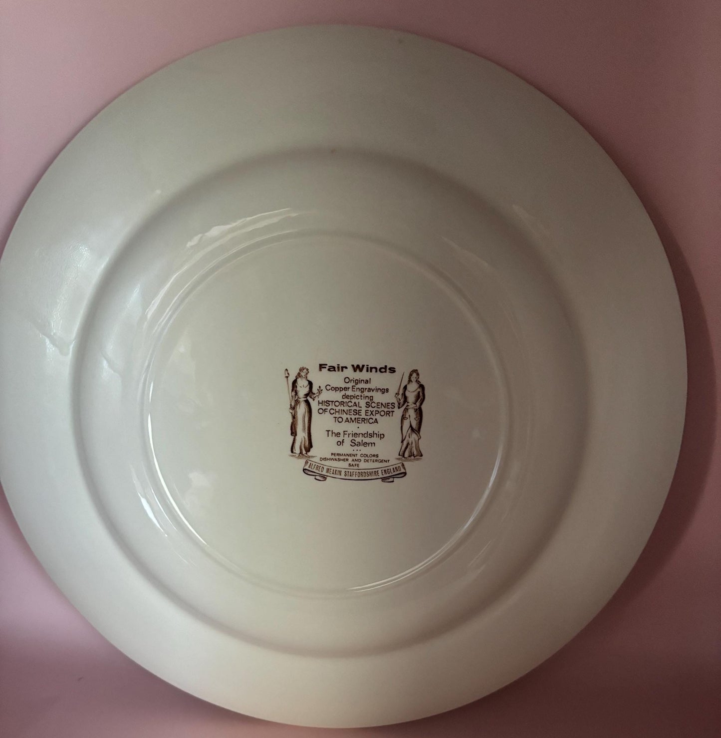 Vintage Alfred Meakin Staffordshire England The Friendship of Salem Fair Winds Original Copper Engravings Dinner Plate Lover Antiques