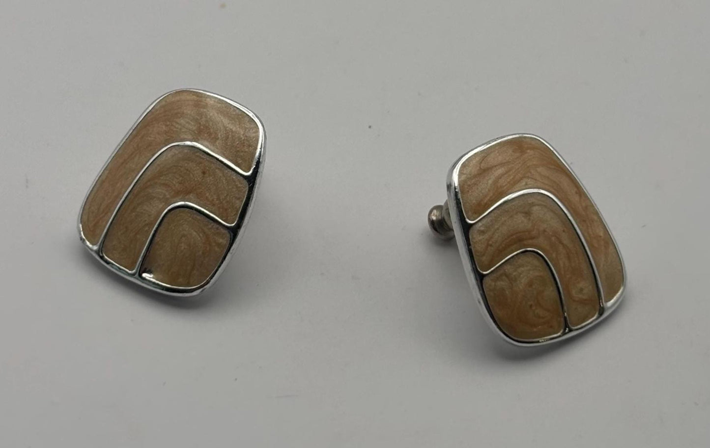 Vintage Mustard Silver Enamel Earrings Lover Antiques and Vintage