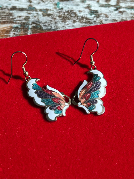 Vintage Enameled Butterfly Earrings: Gold Twist Jewelry