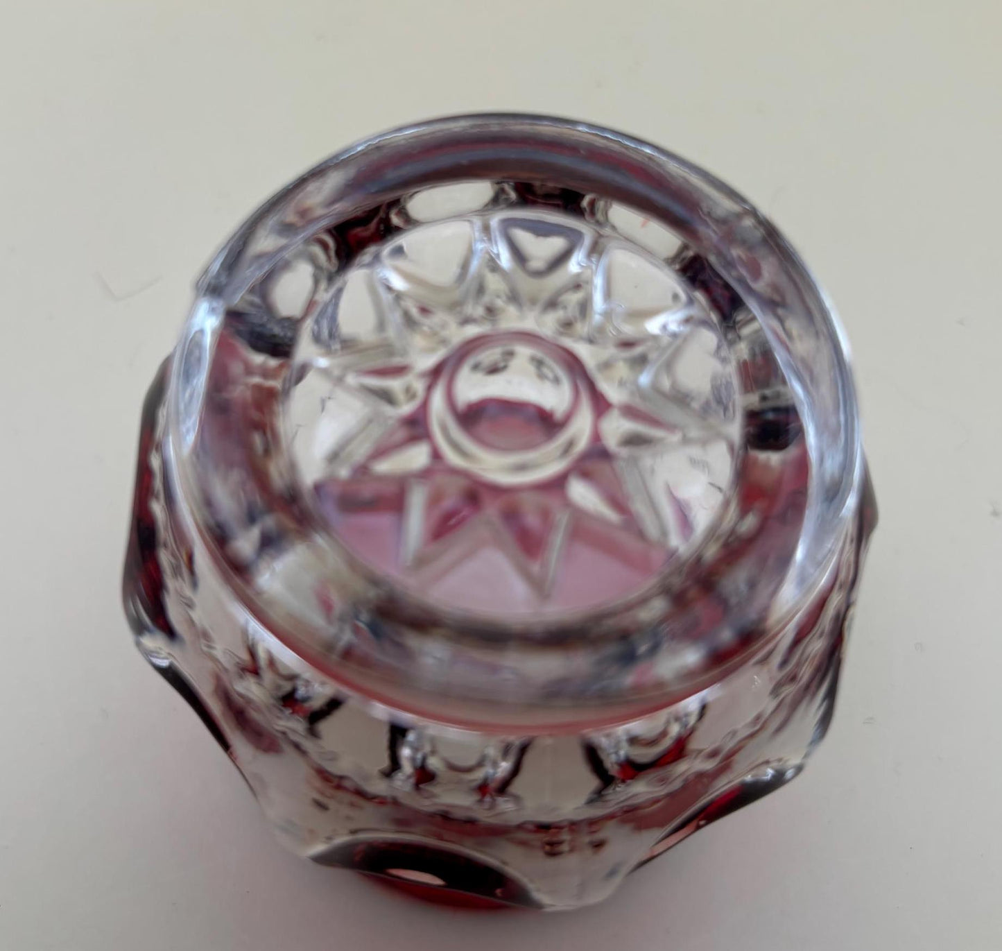 Antique Kings Crown Glass Bohemian Cranberry Cut Ruby Bowl or Spooner Lover Antiques and Vintage