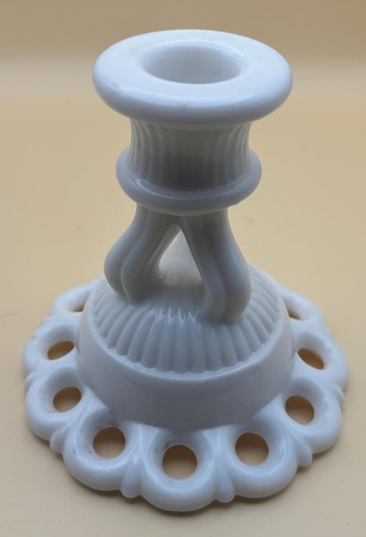 Vintage Westmoreland Scalloped Milk Glass Candle Stick Holder Lover Antiques and Vintage