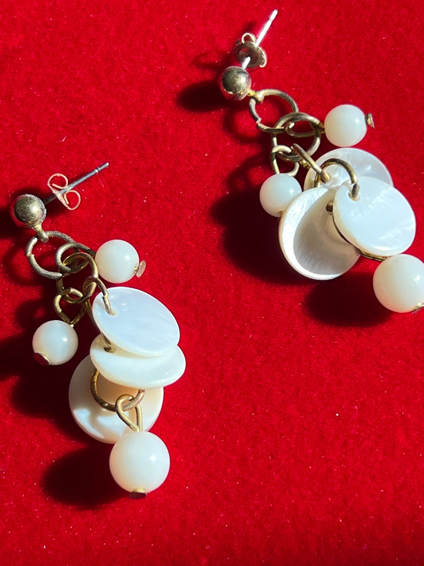 Vintage Opalescent White Cha Cha Drop Earrings
