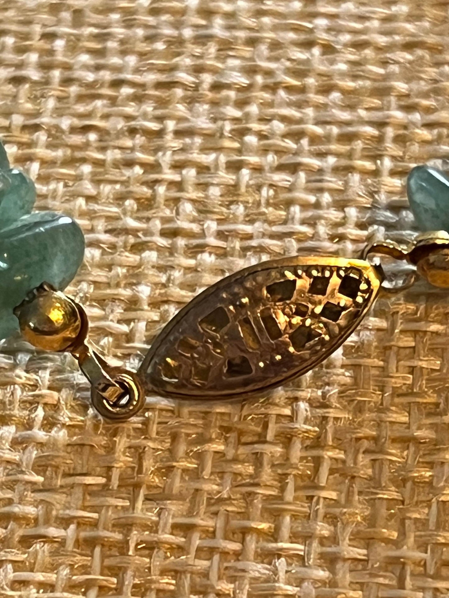 Vintage Jade Necklace: Heart Clover Pendant, 20" Jadeite Jewelry