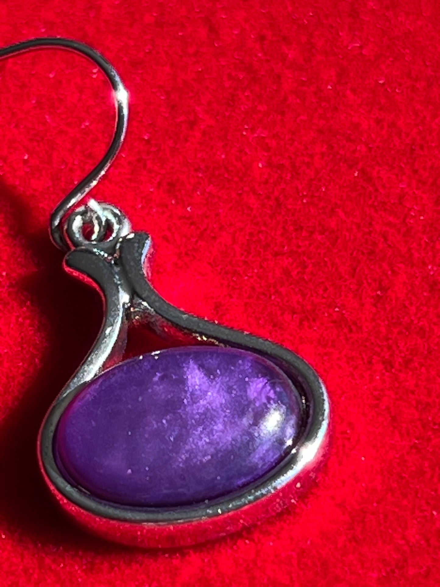 Vintage Purple Teardrop Earrings: Silver Tone Jewelry