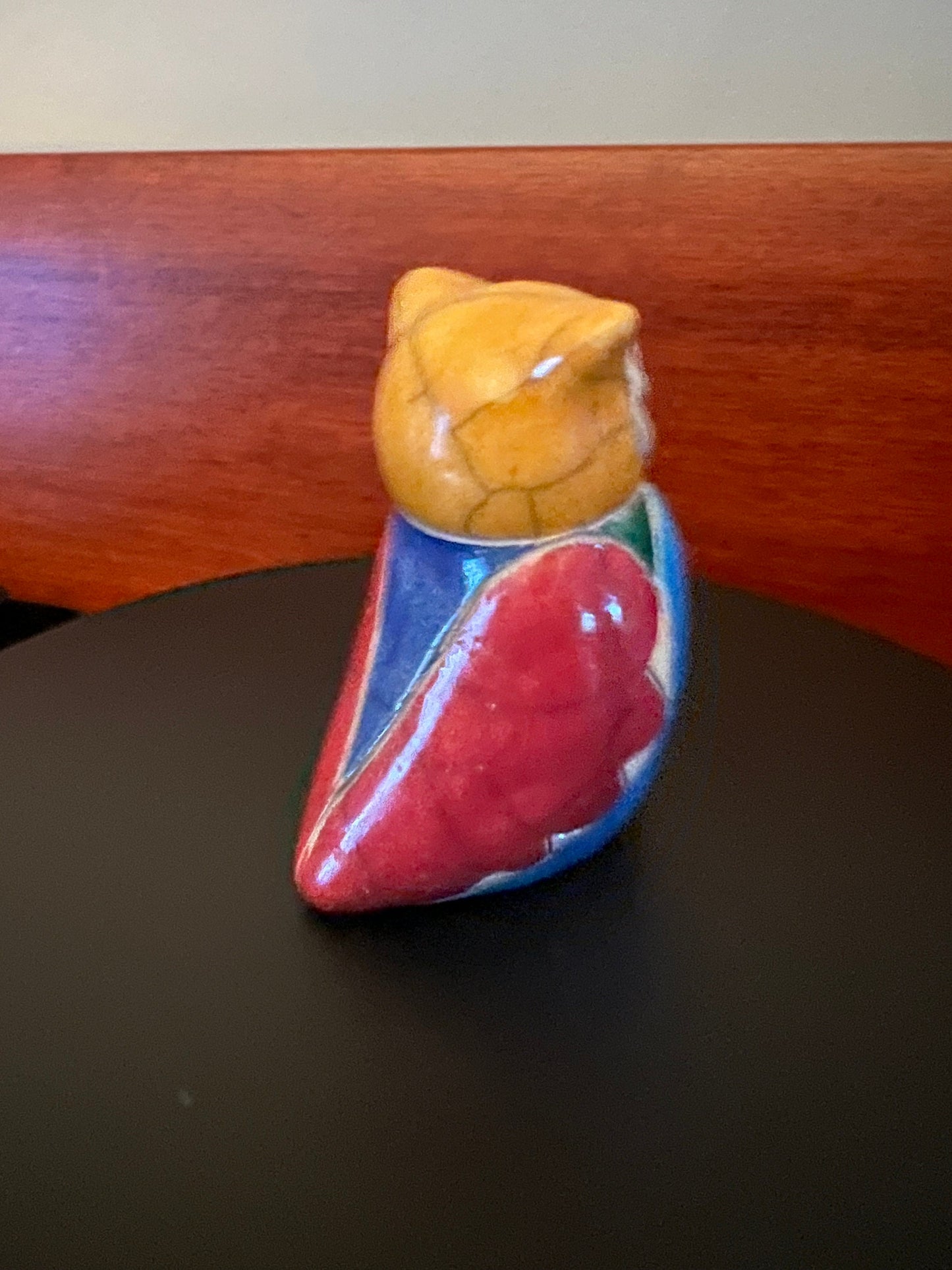 Vintage Mosaic Pottery Owl Figurine, Hand Made in South Africa
