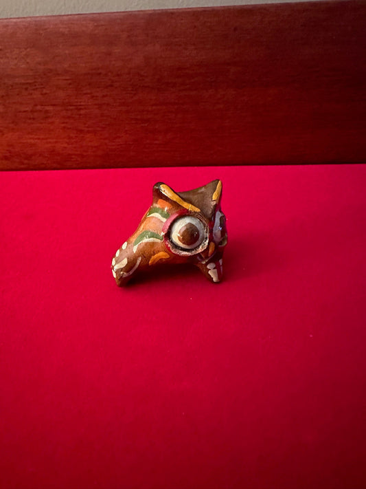 Vintage Tonala Mexican Pottery Owl - Signed Ken Edwards