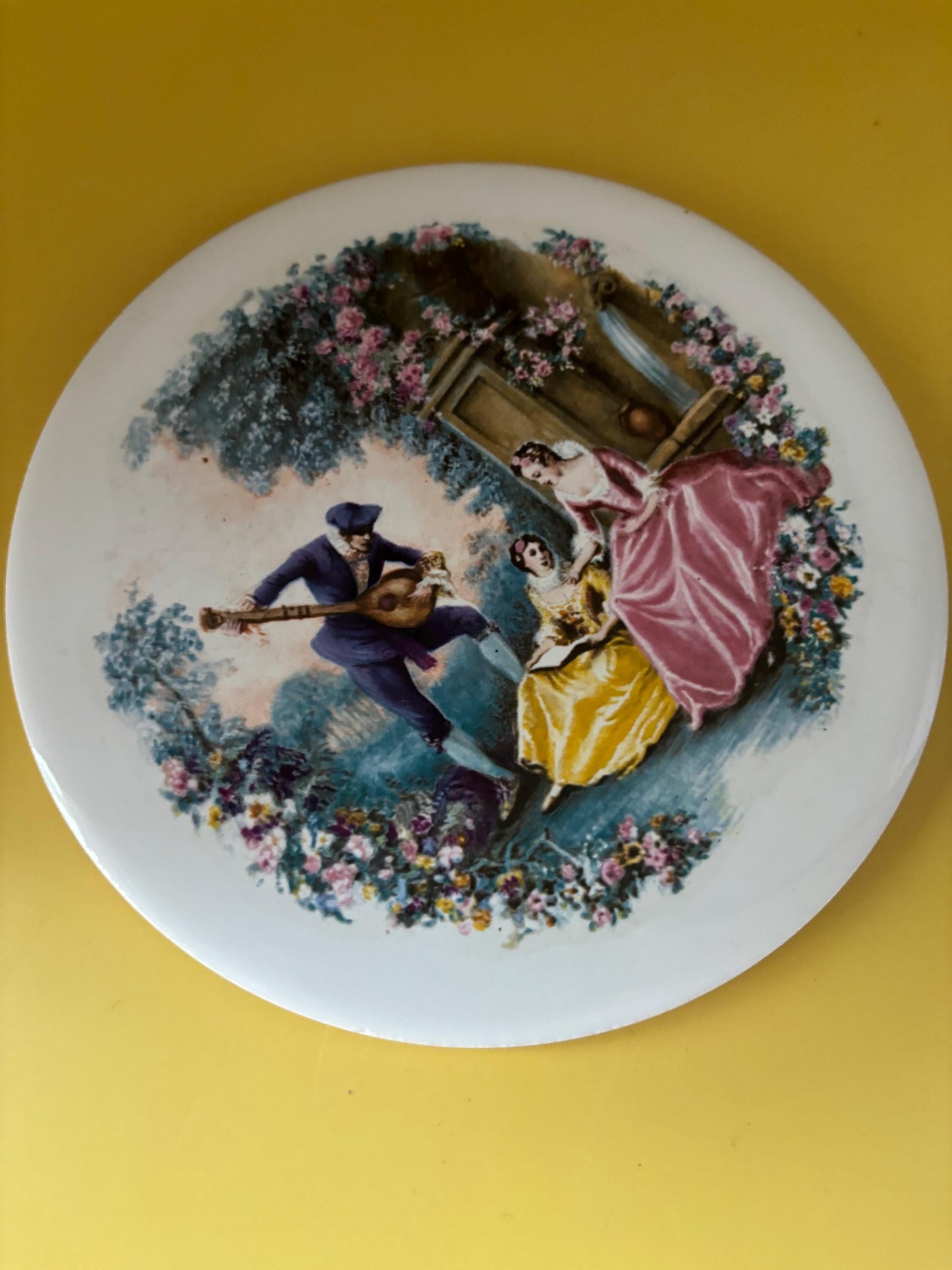 Vintage H & R Johnson England Porcelain Trivet or Wall Hanging Lover Antiques and Vintage