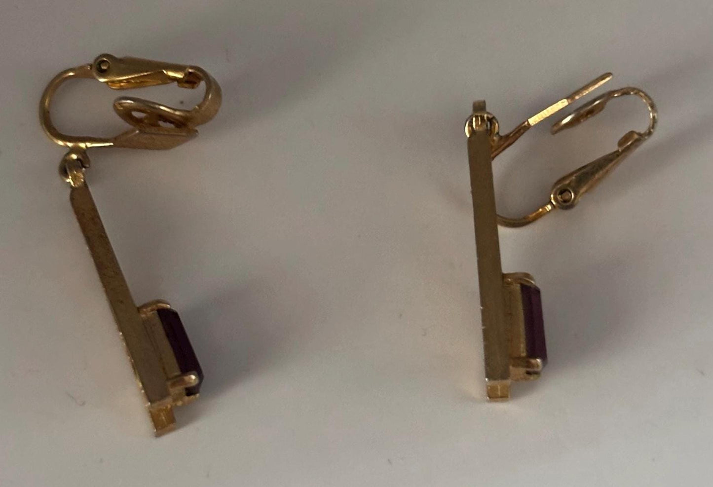 Vintage Avon Amethyst Stone & Gold Earrings Lover Antiques and Vintage