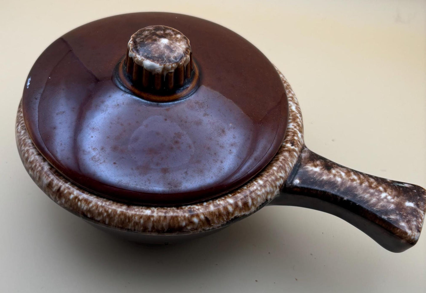Vintage Hull Oven Proof Usa Brown Drip Soup Bowl With Handle Lover Antiques and Vintage
