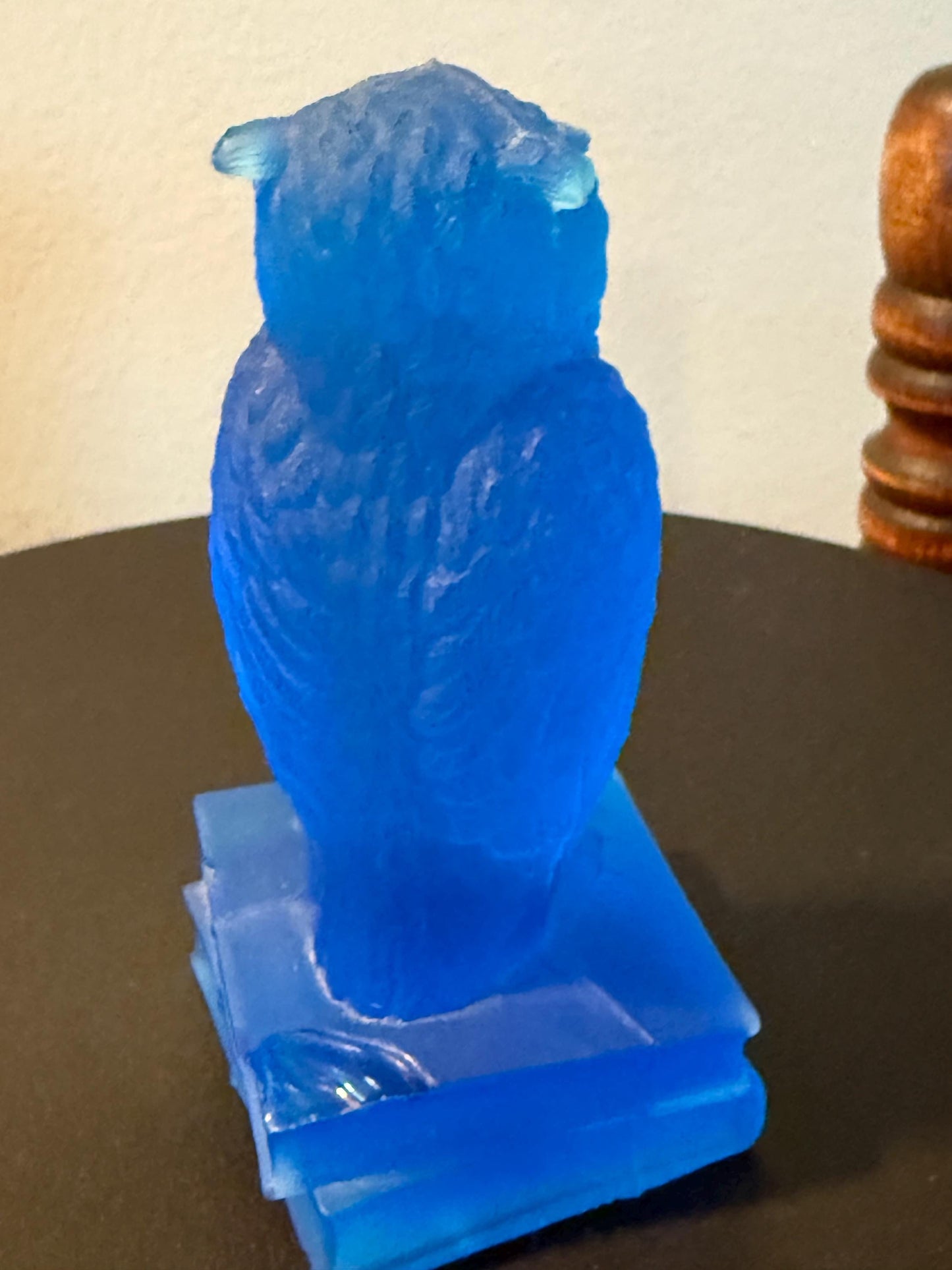 Vintage Blue Owl by Westmoreland Glass Blue Satin Owl on Book Statue Lover Antiques and Vintage