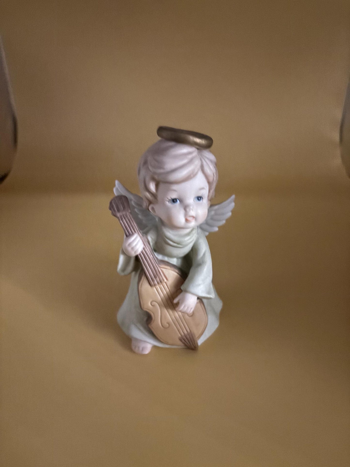 Vintage Lefton Angels Playing Guitar Set of 2 Hand Painted Porcelain Figurines Japanese Lover Antiques and Vintage