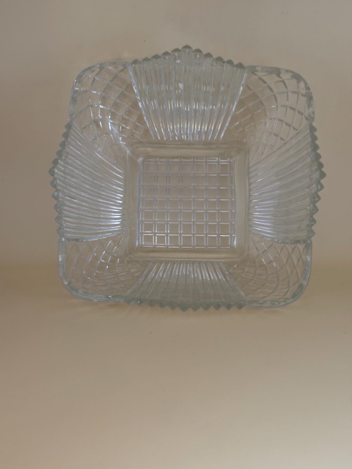 Crystal Square Candy Dish, Art Deco Tray Caddy, Serving Dish for Candies, Nuts, Small Treats