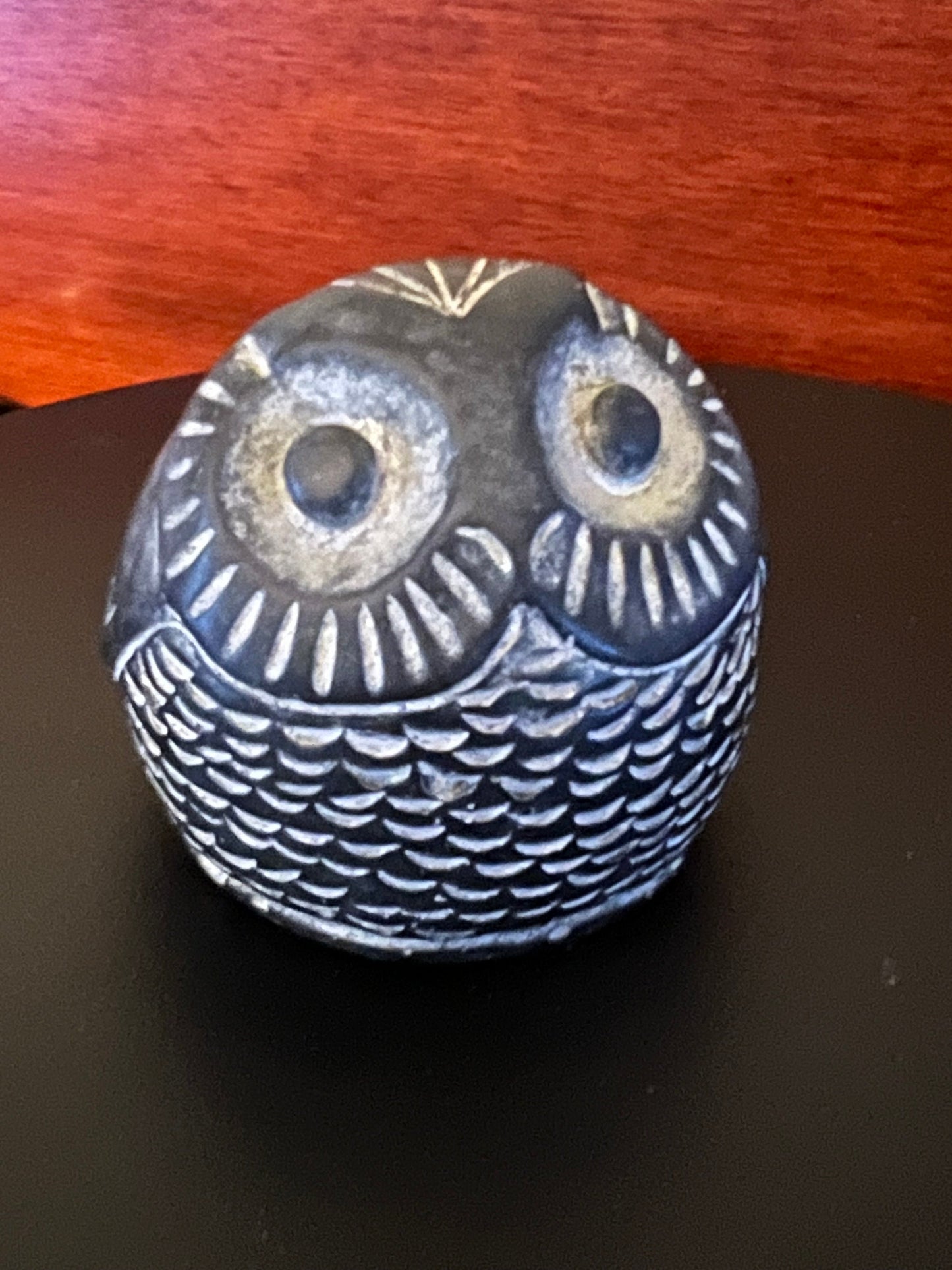 Vintage Pearlite Stonecraft Black & White Owl, Canada by Stonecraft Owl, Soapstone Owl Figurine, Lover Antiques and Vintage