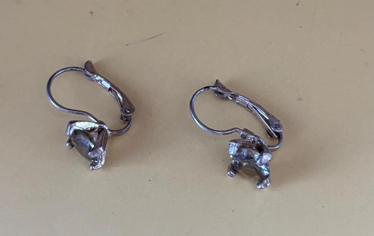 Vintage Sterling Silver Round Cubic Zirconia Earrings Classic Clear CZ Stud Earrings