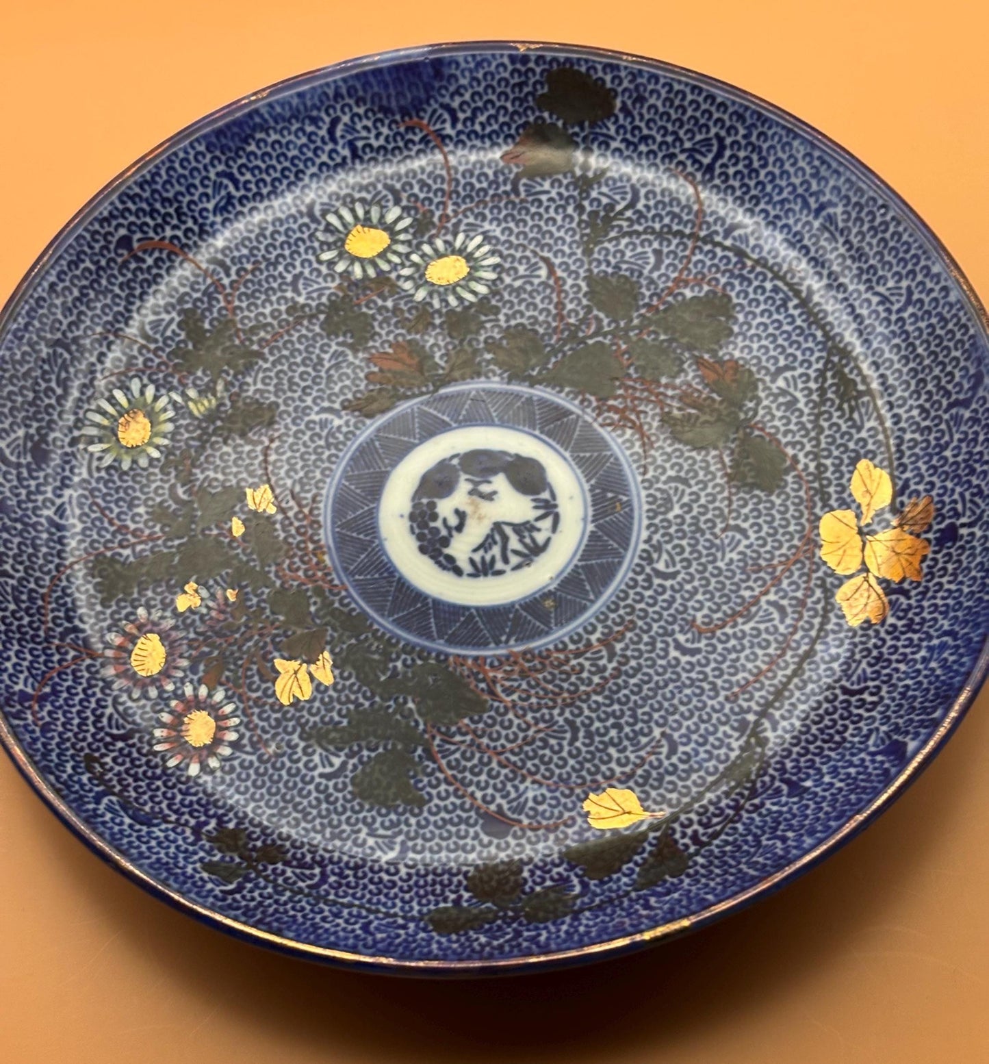 Antique Chinese Qing Dynasty Qianlong Period Blue Glazed Medallion Dish Cobalt Blue on Porcelain Bowl Lover Antiques and Vintage
