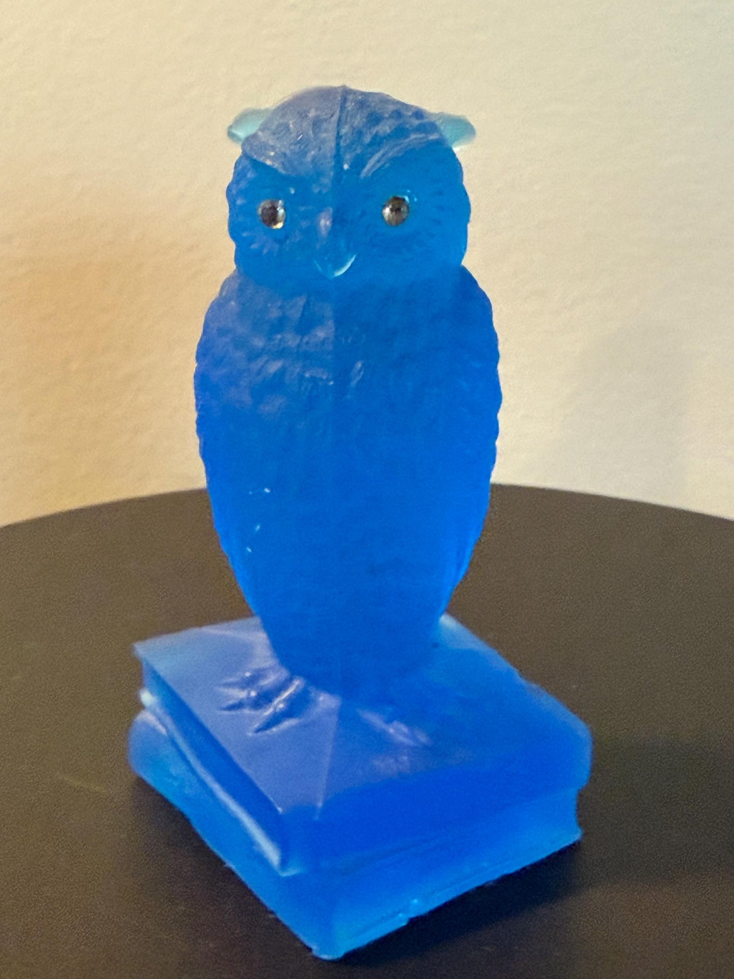 Vintage Blue Owl by Westmoreland Glass Blue Satin Owl on Book Statue Lover Antiques and Vintage