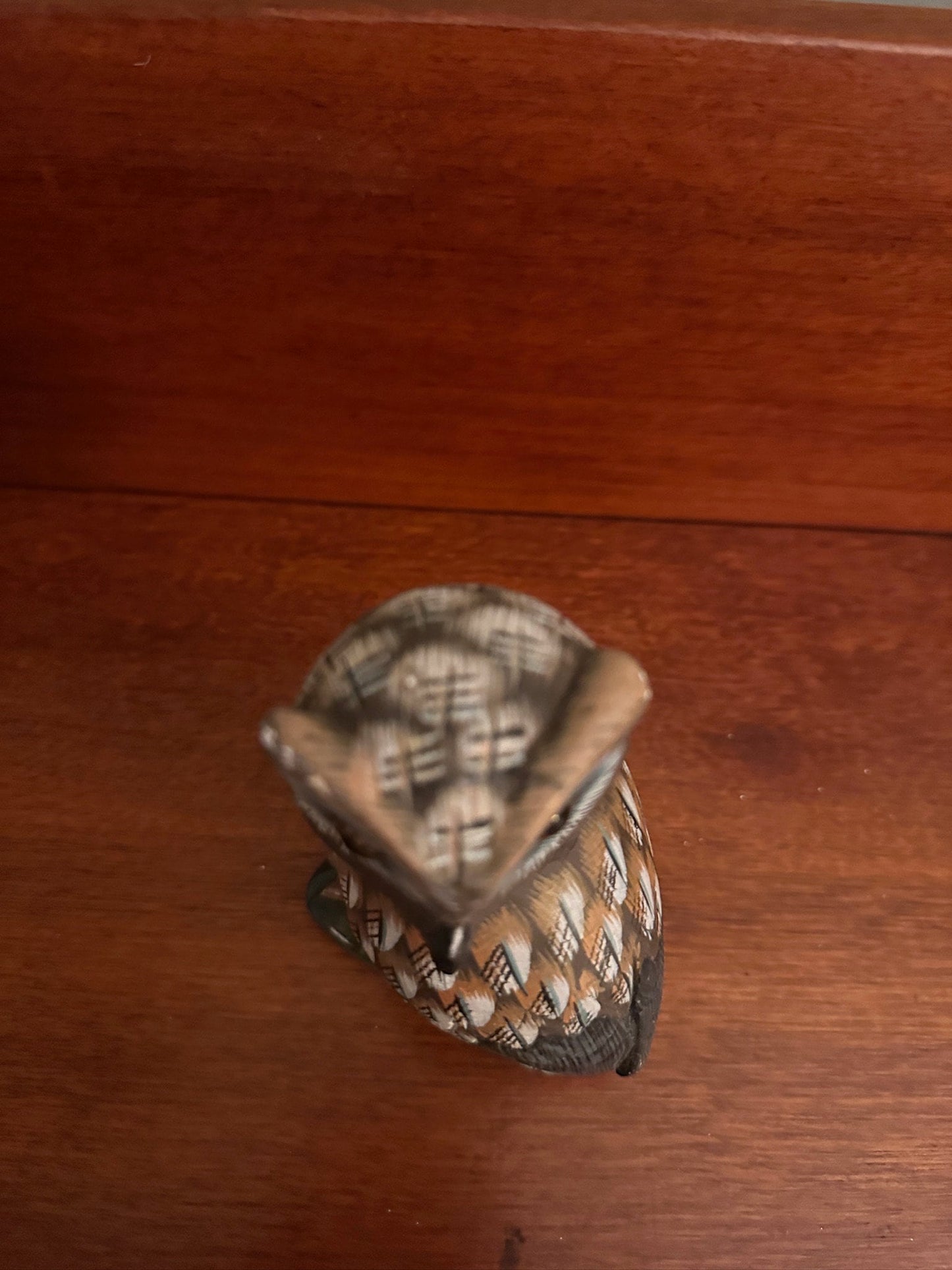 Vintage Hand Painted Carved Stone Owl - 5" Tall