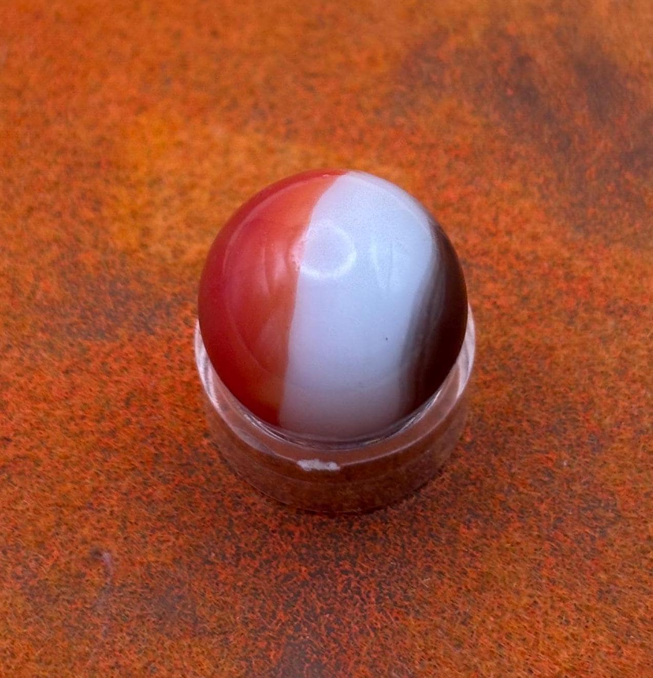 Vintage All Red Glass Marble Orange Brown White Glass Marble Lover Antiques and Vintage
