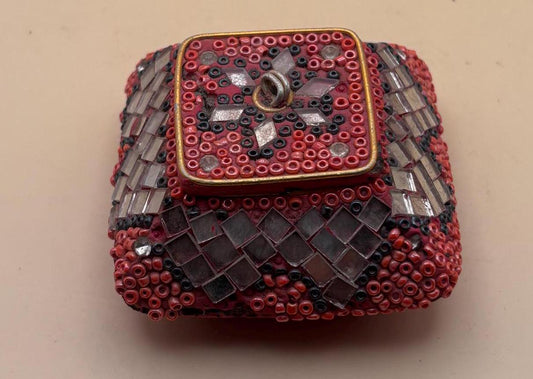 Vintage Pink Jeweled Snuff or Trinket Box Heart & Jeweled Trinket Box Jewel Decorative Ring Box Container Lover Antiques and Vintage