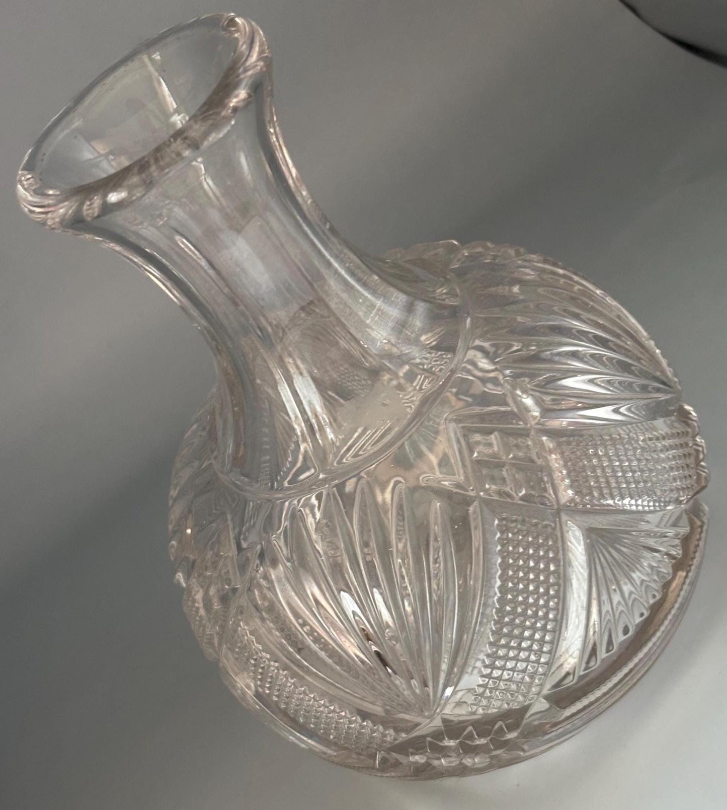 Antique Crystal Water Carafe: Duncan and Sons #28 Diamond Sunburst Design